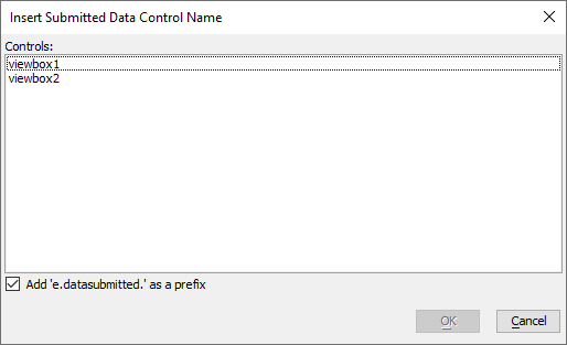Insert Submitted Data Control Name window